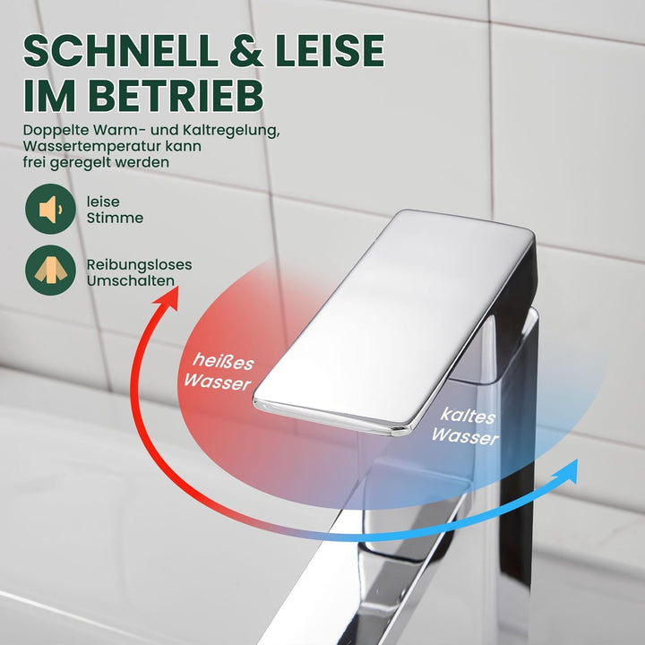 Vuadzren Wasserhahn Bad Waschtischarmatur Einhand Klein Einhebelmischer Waschbeckenarmatur Edelstahl