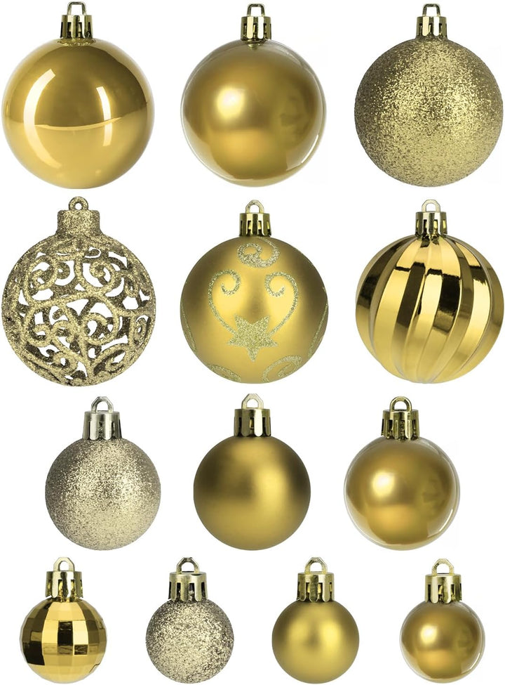 com-four® 128x Weihnachtskugeln, Christbaumkugeln bruchsicher aus Kunststoff für Weihnachten, Baumsc
