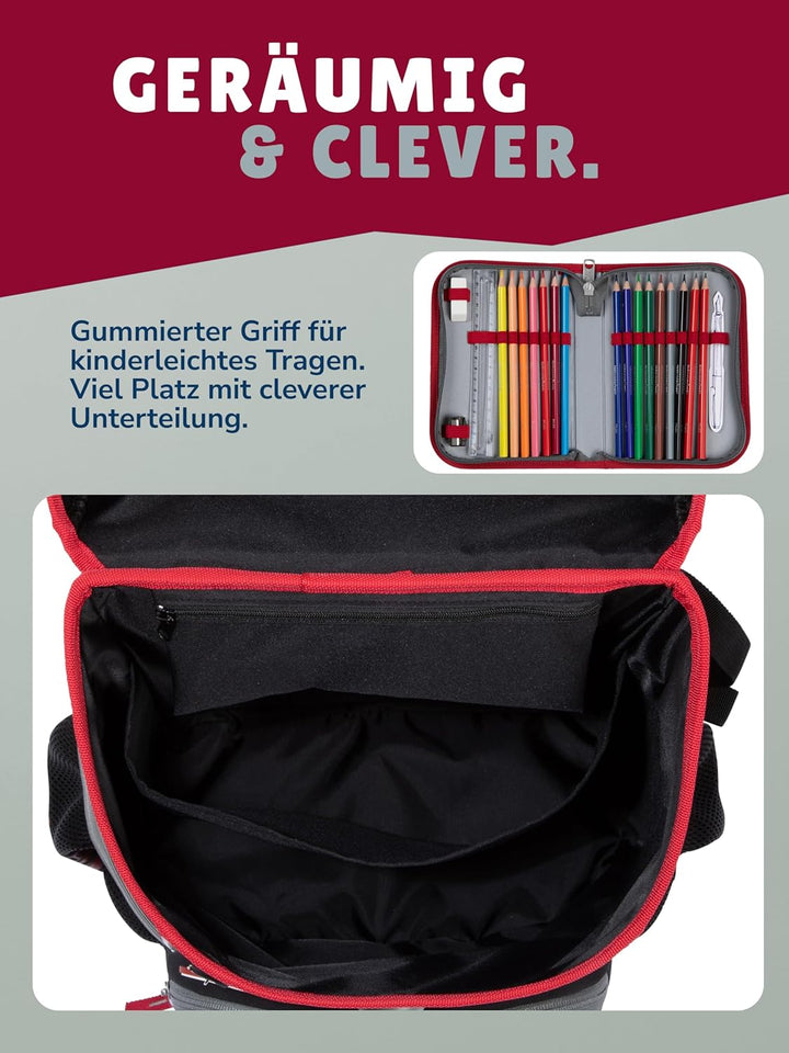 Familando - Scooli Campus Fit Schulranzen Set - 10-teilig mit Schultüte - 1. FC Nürnberg (1. FCN) -