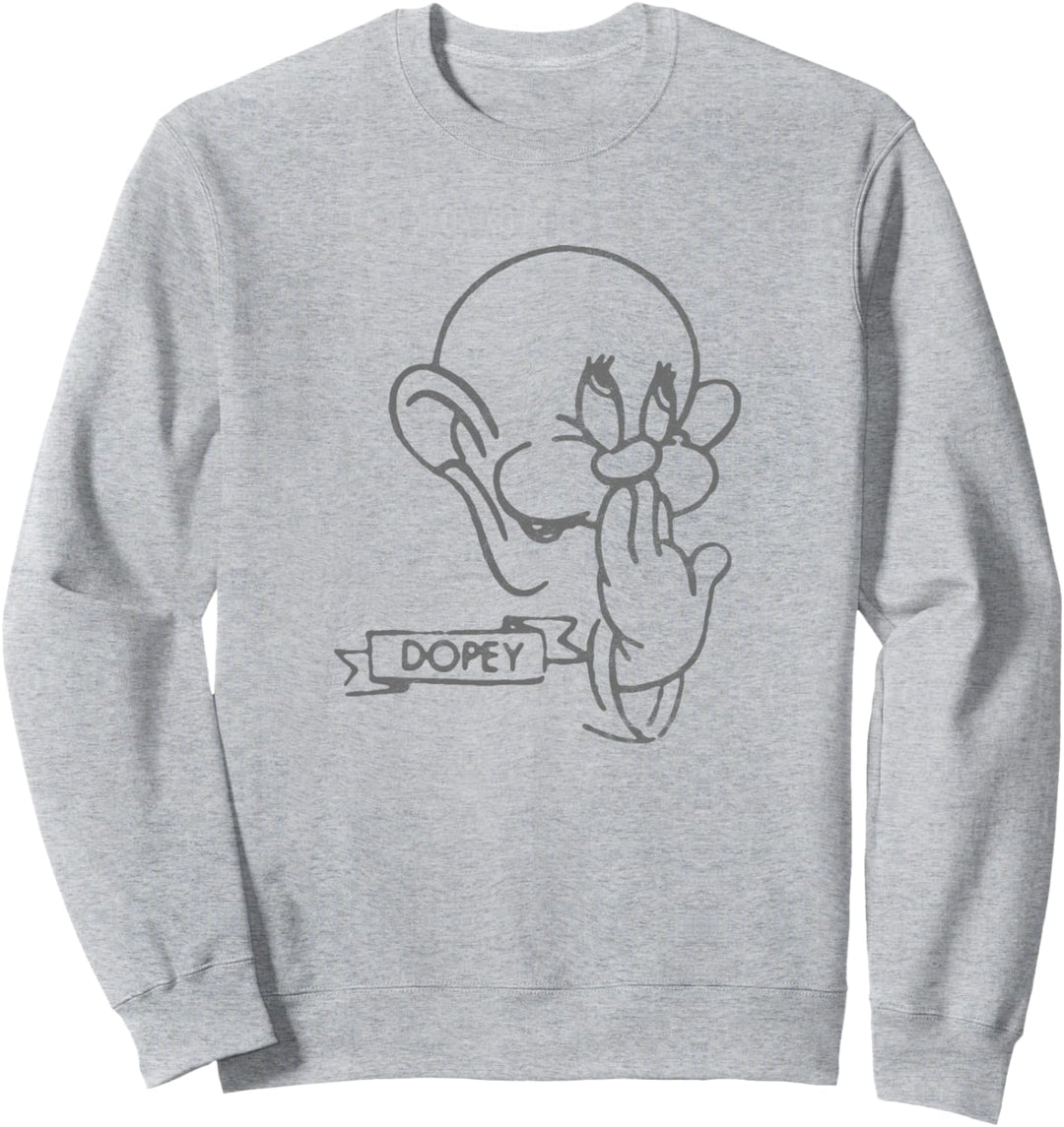 Disney Snow White Dopey Line Art Big Face Sweatshirt