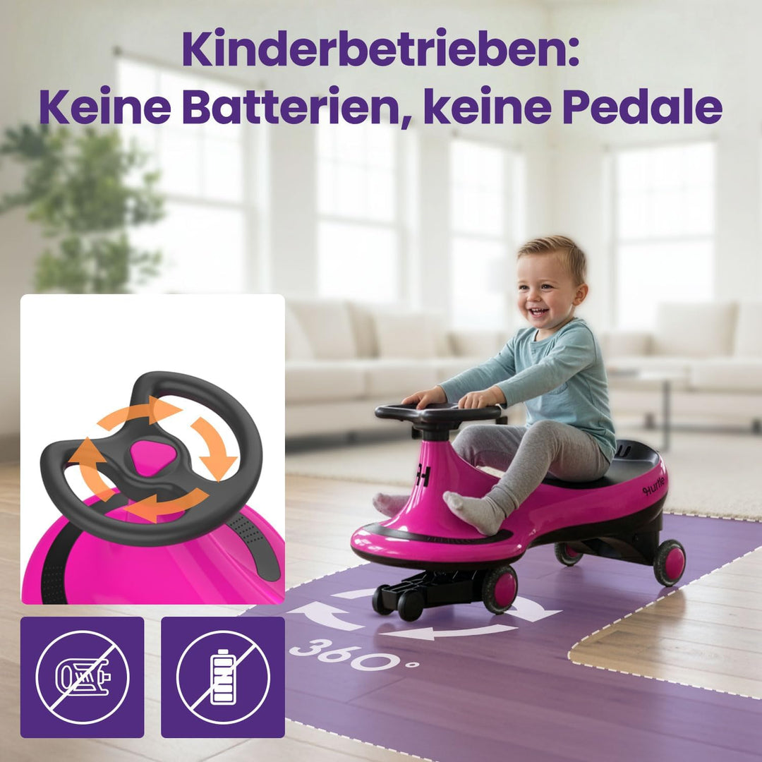 Hurtle Rutschauto Wiggle Drift Car für Kinder Rosa Ohne Batterien Twist and Go fördert Motorik Indoo