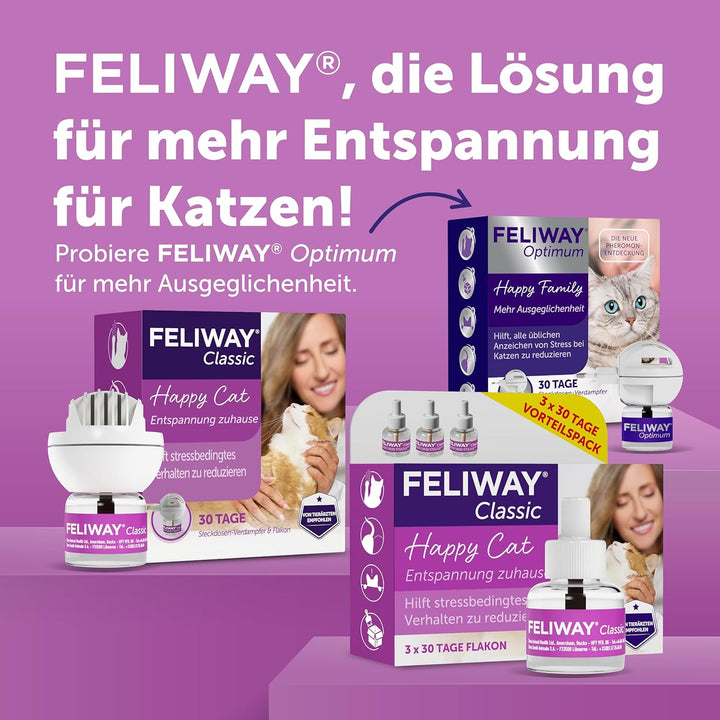 FELIWAY Classic Vorteilspack für Katzen | 3x Nachfüllflakon | Pheromone zur Reduktion von Stressverh