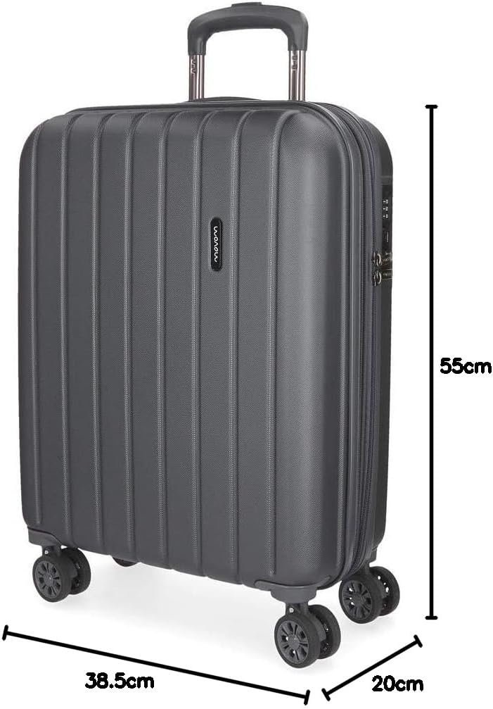 Movom Wood Kabinenkoffer Grau 40x55x20 cms Hartschalen ABS TSA-Schloss 38L 3,2Kgs 4 Doppelräder Erwe