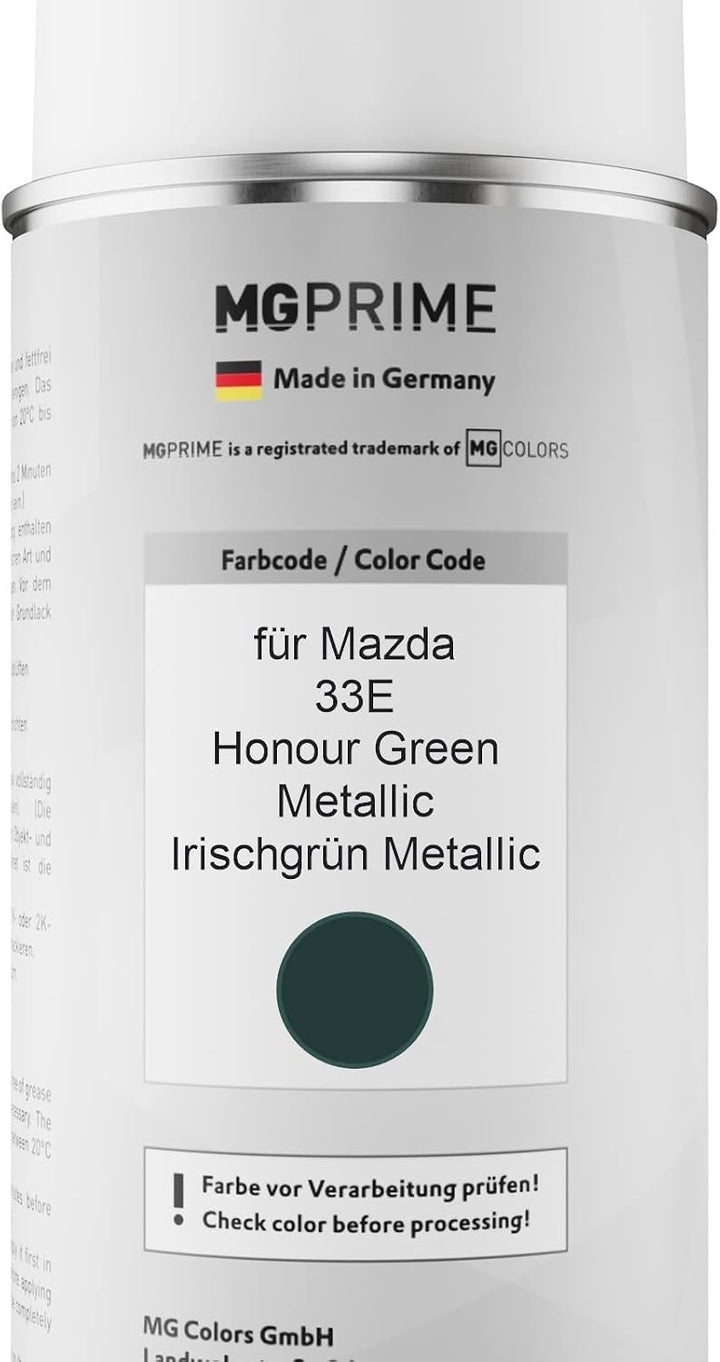 MG PRIME Autolack Sprühdosen Set für Mazda 33E Honour Green Metallic/Irischgrün Metallic Basislack K