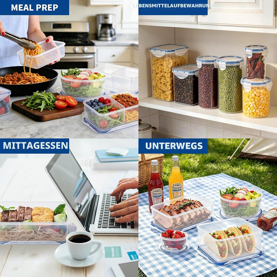 EASYLOCK Frischhaltedosen mit Deckel Rund 6er-Set 0,3L 0,6L 1,05L BPA-frei Kunststoff Gefrierdosen,