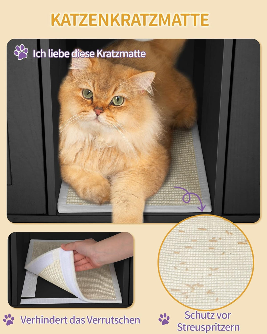 Hzuaneri Katzenschrank für 2 Katzen, Katzenklo Schrank, Katzenhaus Versteckt mit Doppelräumen, Mit S