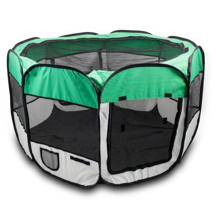 BITUXX® Welpenlaufstall Tierlaufstall Laufstall Tierauslauf Laufgitter Eckig Faltbar (Grün), Grü