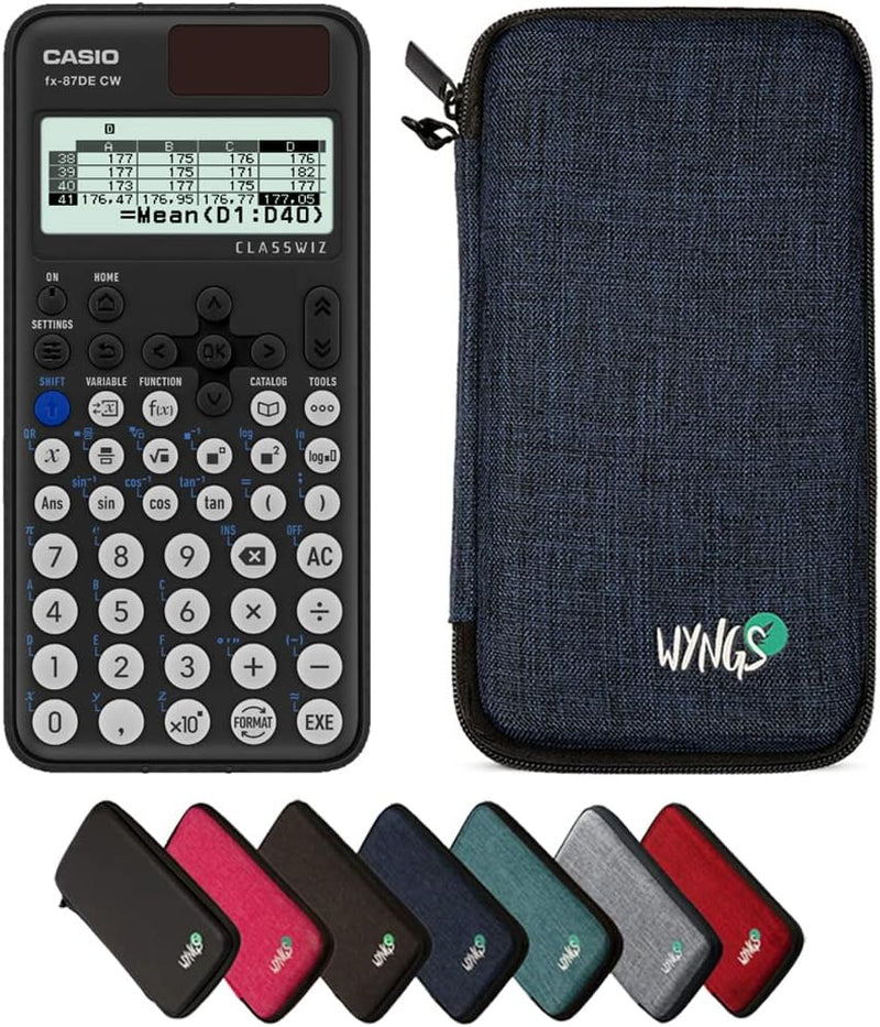 CALCUSO Sparpaket: Casio FX-87DE CW ClassWiz technisch-wissenschaftlicher Schulrechner + WYNGS Schut