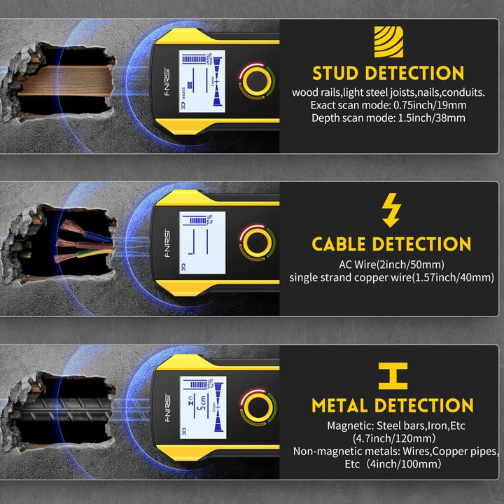 FNIRSI 6-in-1 Wandscanner – Elektronischer Wanddetektor für Holz- und Metallständer, Kabel, Rohre un