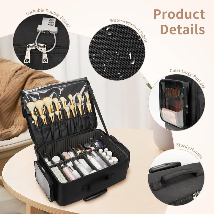 Grosse Kosmetikkoffer Trolley, Professionelle Beauty Case with 4 Klein Kosmetiktasche, Reise Schmink