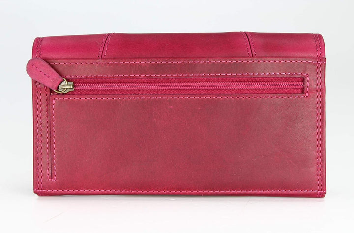 Vintage Leder Damen Geldbörse Portemonnaie Geldbeutel Portmonee aus weichem Leder mit RFID in pink -