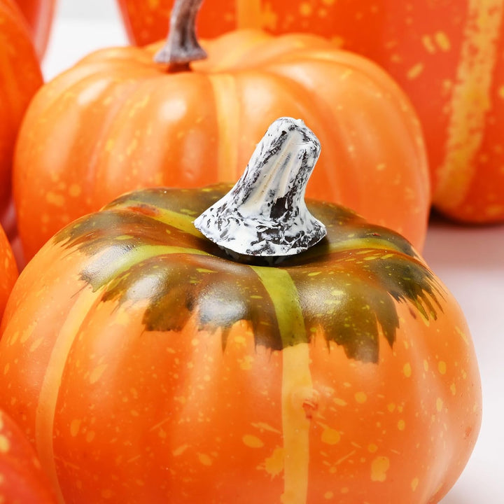 Atoke 8 Stück Kürbis Herbst Deko Dekoration, Gross Sortiert Weiss Kürbisse Künstliche Pflanzen Kürbi