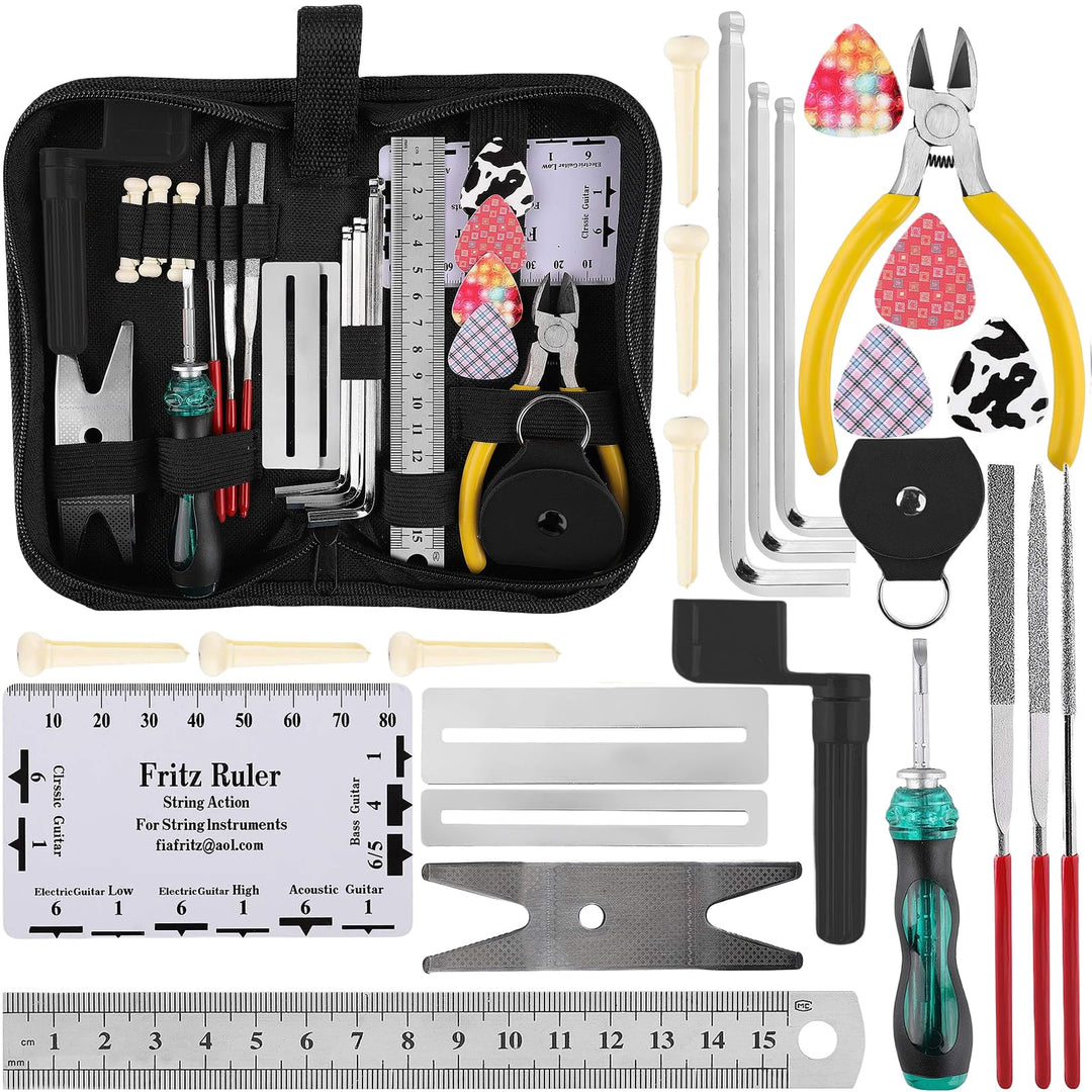 26Stk Gitarre Reparatur Werkzeug Set: HOMURY Gitarren Wartung Reinigung Set Pflegeset Komplettes Ink