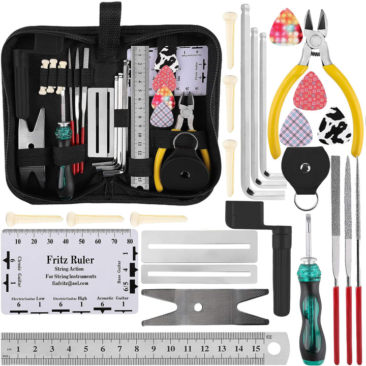 26Stk Gitarre Reparatur Werkzeug Set: HOMURY Gitarren Wartung Reinigung Set Pflegeset Komplettes Ink