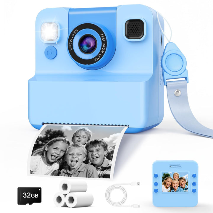 Sofortbildkamera Kinder Kamera,2.4" HD Bildschirm Kinderkamera mit 32GB Spielzeug ab 3 4 5 6 Jahren