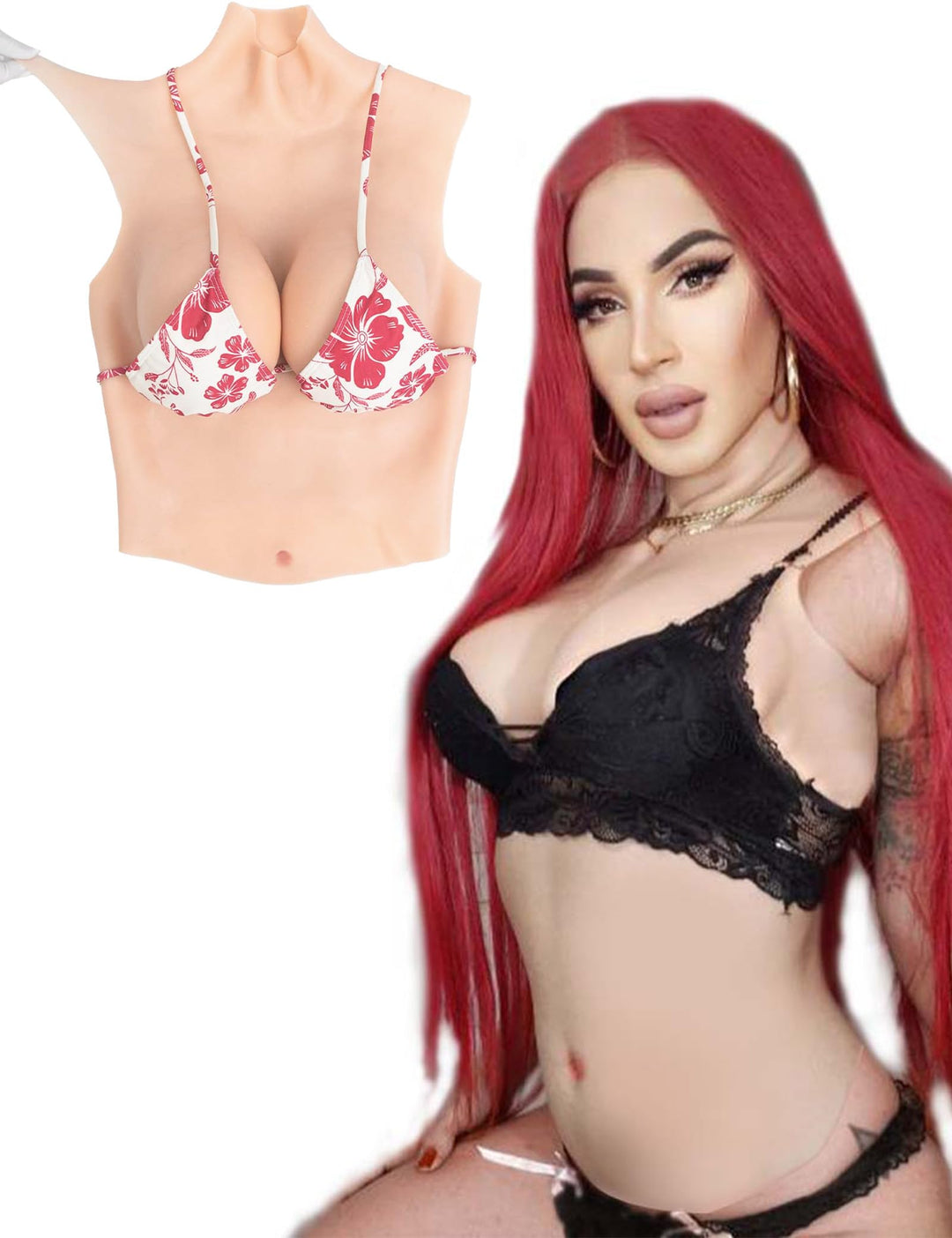 YAPOKCDS Silikon Brustplatte Fake Brüste Brust Formen Hohe Kragen Stil C-H Cup für Transgender Cross