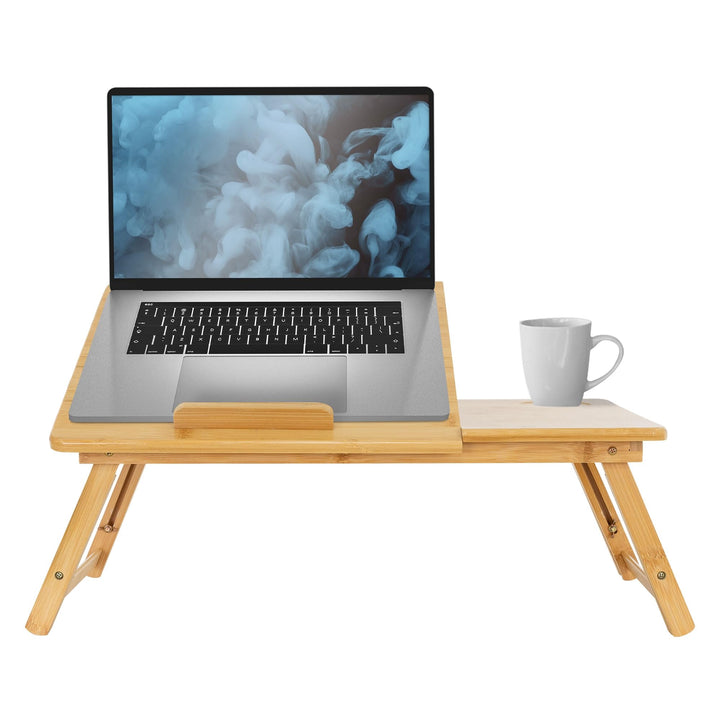ML-Design Laptoptisch aus Bambus fürs Bett/Sofa, höhenverstellbar & klappbar, 4 Neigungswinkel, für