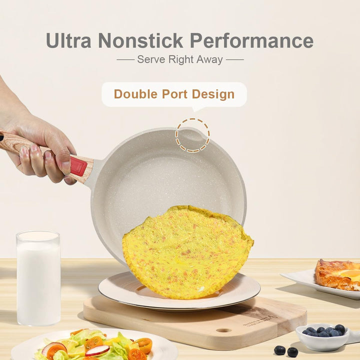 Bratpfanne mit Deckel Antihaft Pfanne 28 cm, 4.3L Wokpfanne mit Abnehmbarer Griff Geeignet für alle