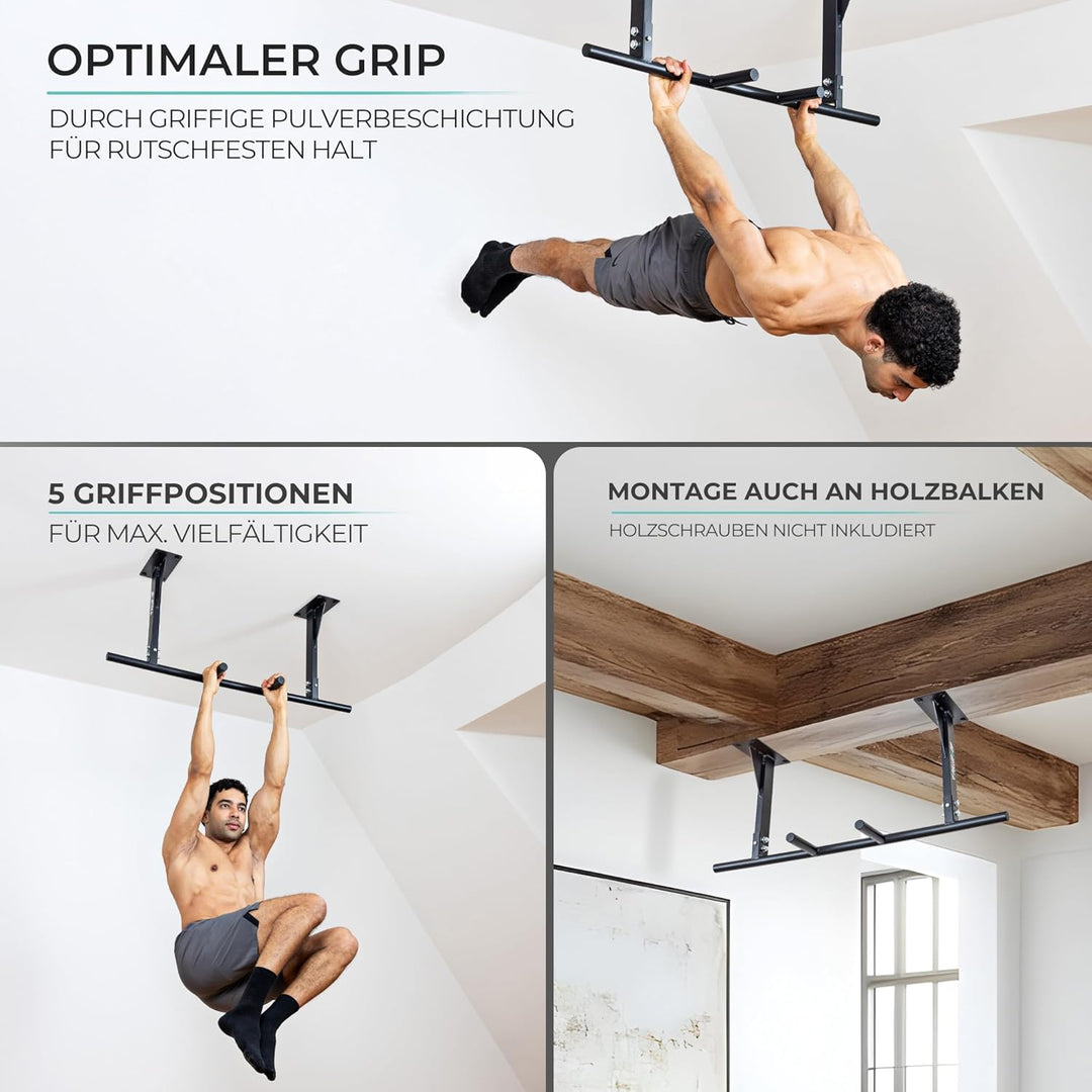 PULLUP & DIP Klimmzugstange für Deckenmontage – Pull Up Bar & Reckstange für das Home Gym – Stabil &