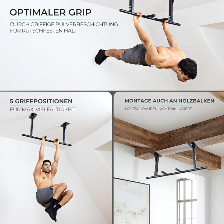 PULLUP & DIP Klimmzugstange für Deckenmontage – Pull Up Bar & Reckstange für das Home Gym – Stabil &