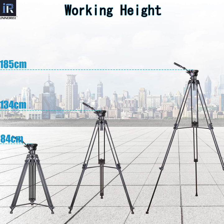 INNOREL VT80 Professionelles Video Stativ System, 185cm/63 Zoll Hochleistungs Aluminium Doppelrohrst