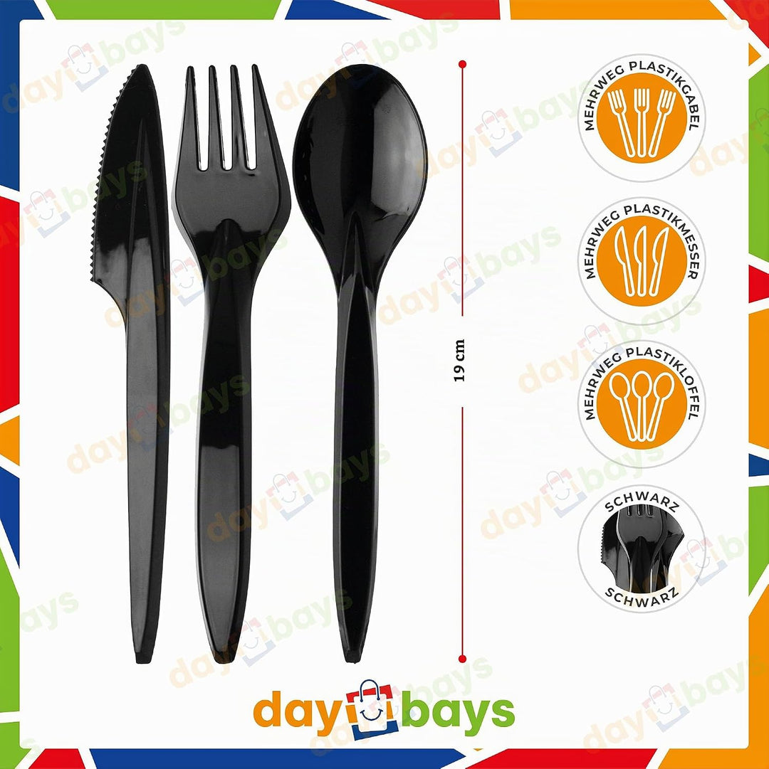 Plastikbesteck Set 200x Plastikgabel 200x Plastikmesser 200x Plastiklöffel Mehrweg Geschirrset Party