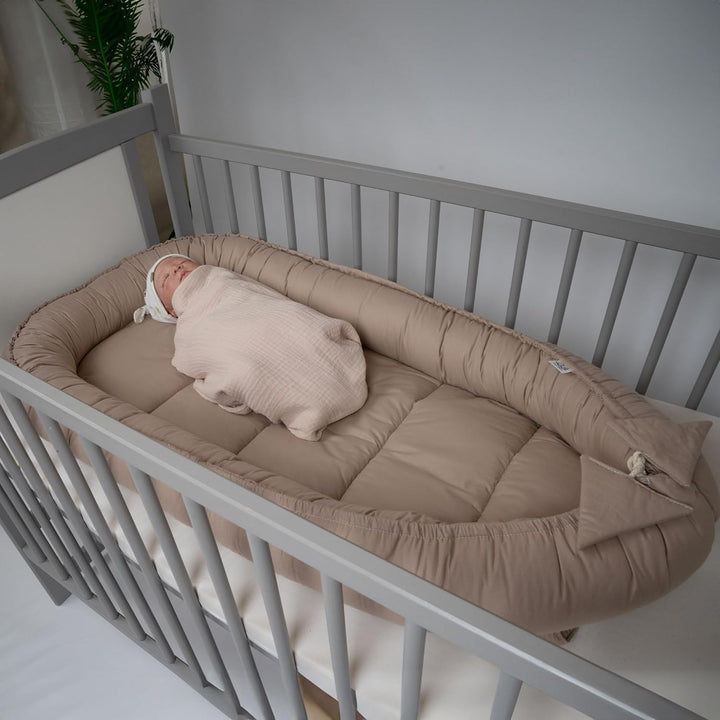 PaLulli 120x60 cm Babynest Babynestchen XXL Babykokon 2seitig 100% Baumwolle Kissen Nestchen für Bab