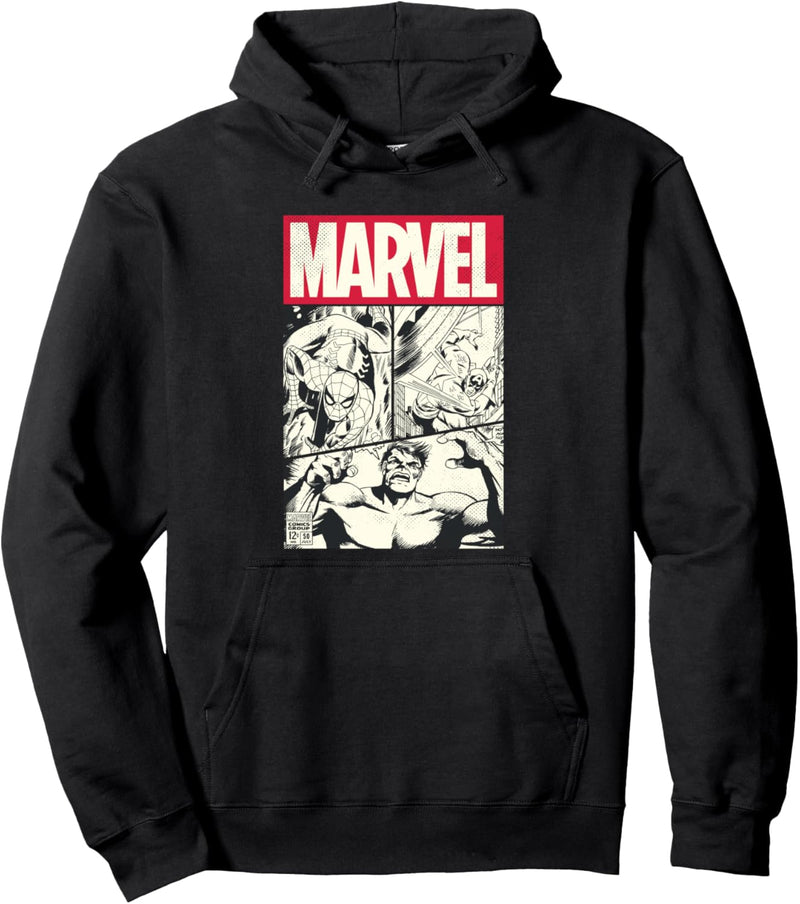 Marvel Comic Cover With Spider-Man, Captain America, Hulk Pullover Hoodie
