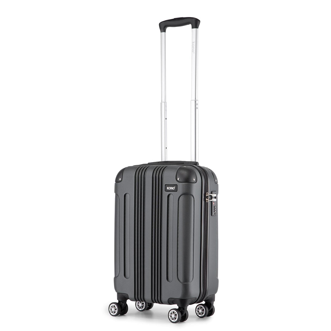 KONO Trolley Handgepäck Koffer 55x35x20cm Rollkoffer Reisekoffer mit 4 Rollen und Schloss (Grau), Gr