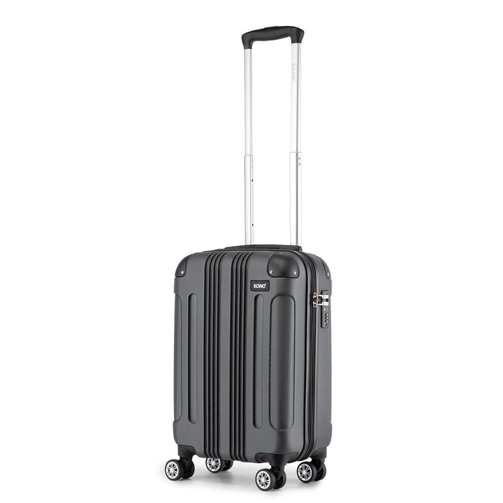 KONO Trolley Handgepäck Koffer 55x35x20cm Rollkoffer Reisekoffer mit 4 Rollen und Schloss (Grau), Gr