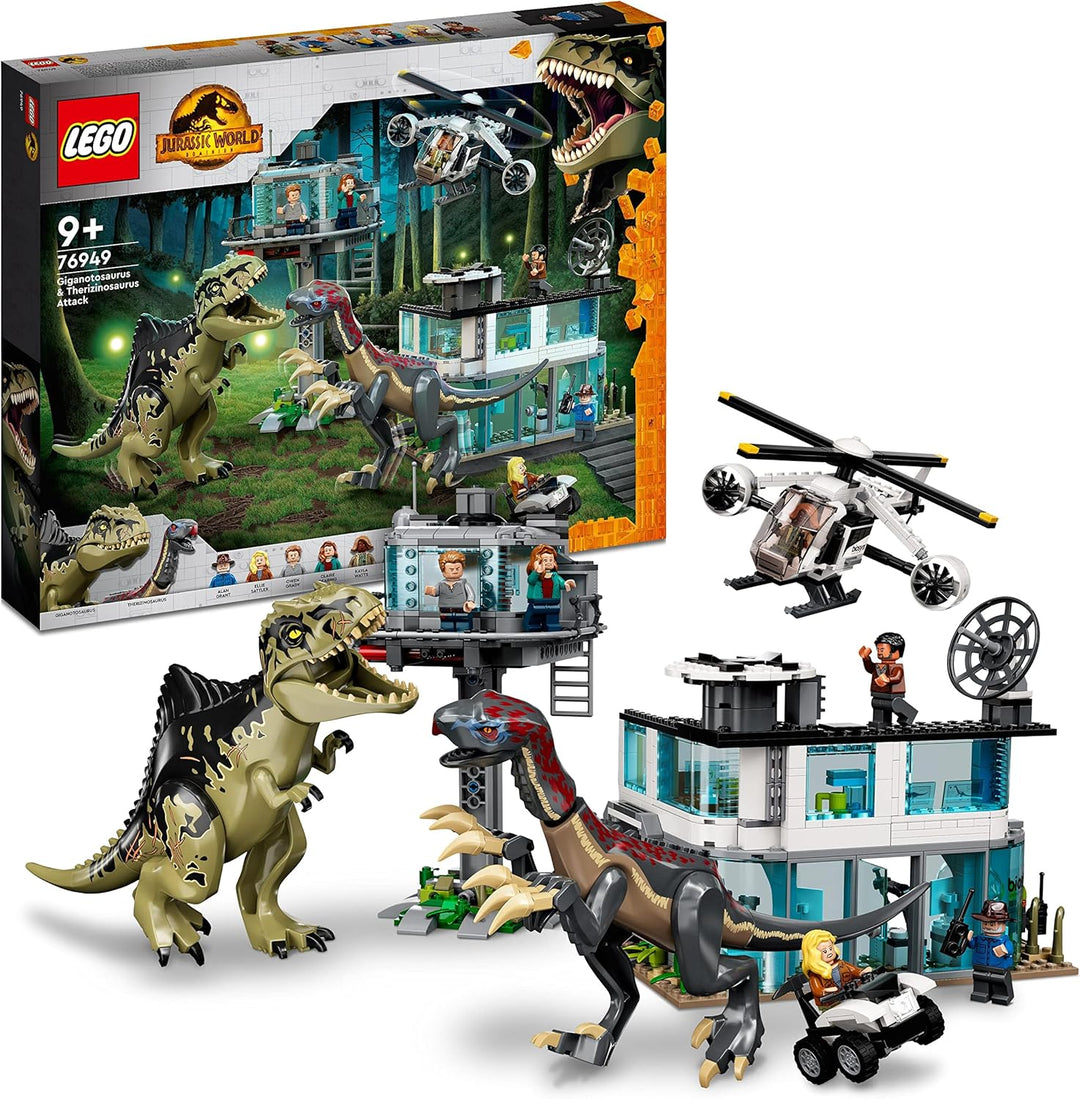 LEGO 76949 Jurassic World Giganotosaurus & Therizinosaurus Angriff, Dinosaurier Spielzeug mit Hubsch