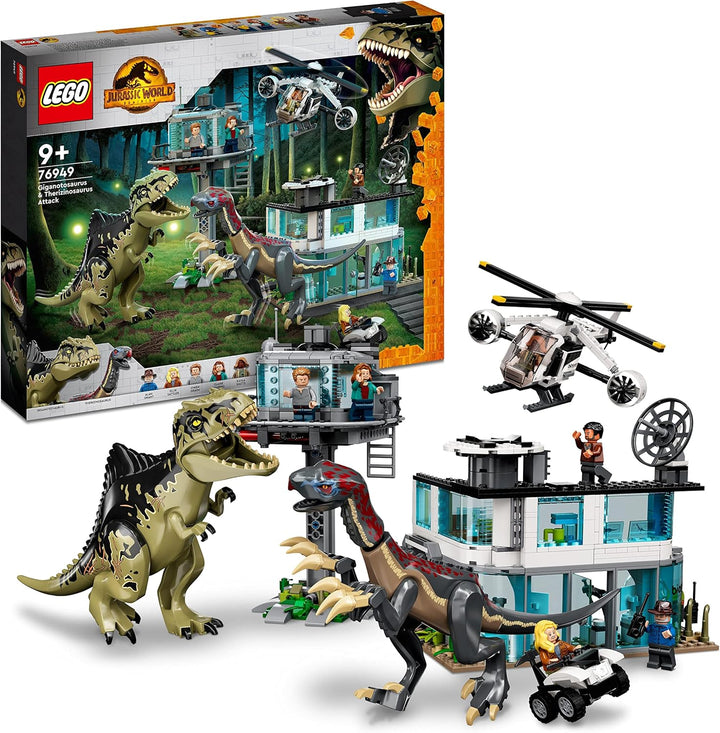 LEGO 76949 Jurassic World Giganotosaurus & Therizinosaurus Angriff, Dinosaurier Spielzeug mit Hubsch