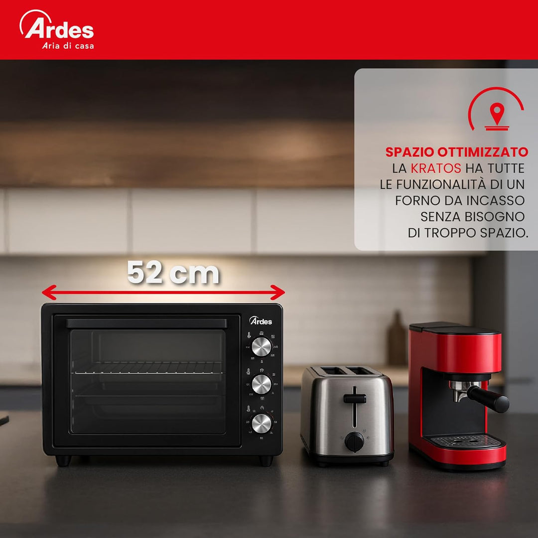 ARDES - AROVEN371 37 Liter Elektrobackofen mit Umluft für professionelles Kochen - Kompakt, smart un