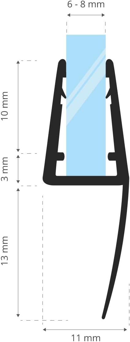 STEIGNER Duschdichtung, 120cm, Glasstärke 6/7/ 8 mm, Gerade PVC Ersatzdichtung für Dusche, UK55 UK55
