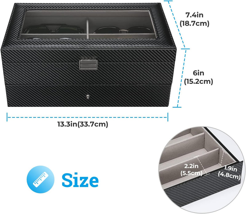 ProCase Brillenbox 18 Sonnenbrillen Displaybox Aufbewahrungsbox aus Leder Brillen Schatulle Brillenk
