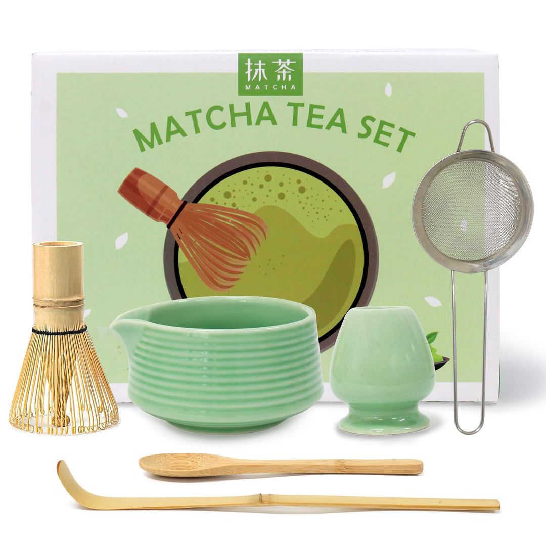 Matcha set,6 Stück Matcha Tee Set mit Matcha Besen,Matcha Filtersieb,Matcha-Schale, Chasen und Match
