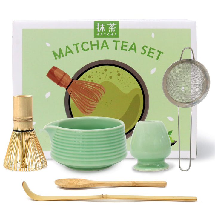 Matcha set,6 Stück Matcha Tee Set mit Matcha Besen,Matcha Filtersieb,Matcha-Schale, Chasen und Match