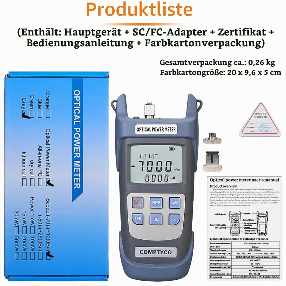 Guakiili FTTH Faser Optisches Leistungsmessgerät Faser Optisches Kabel Tester 70dBm ~ + 10dBm Arbeit