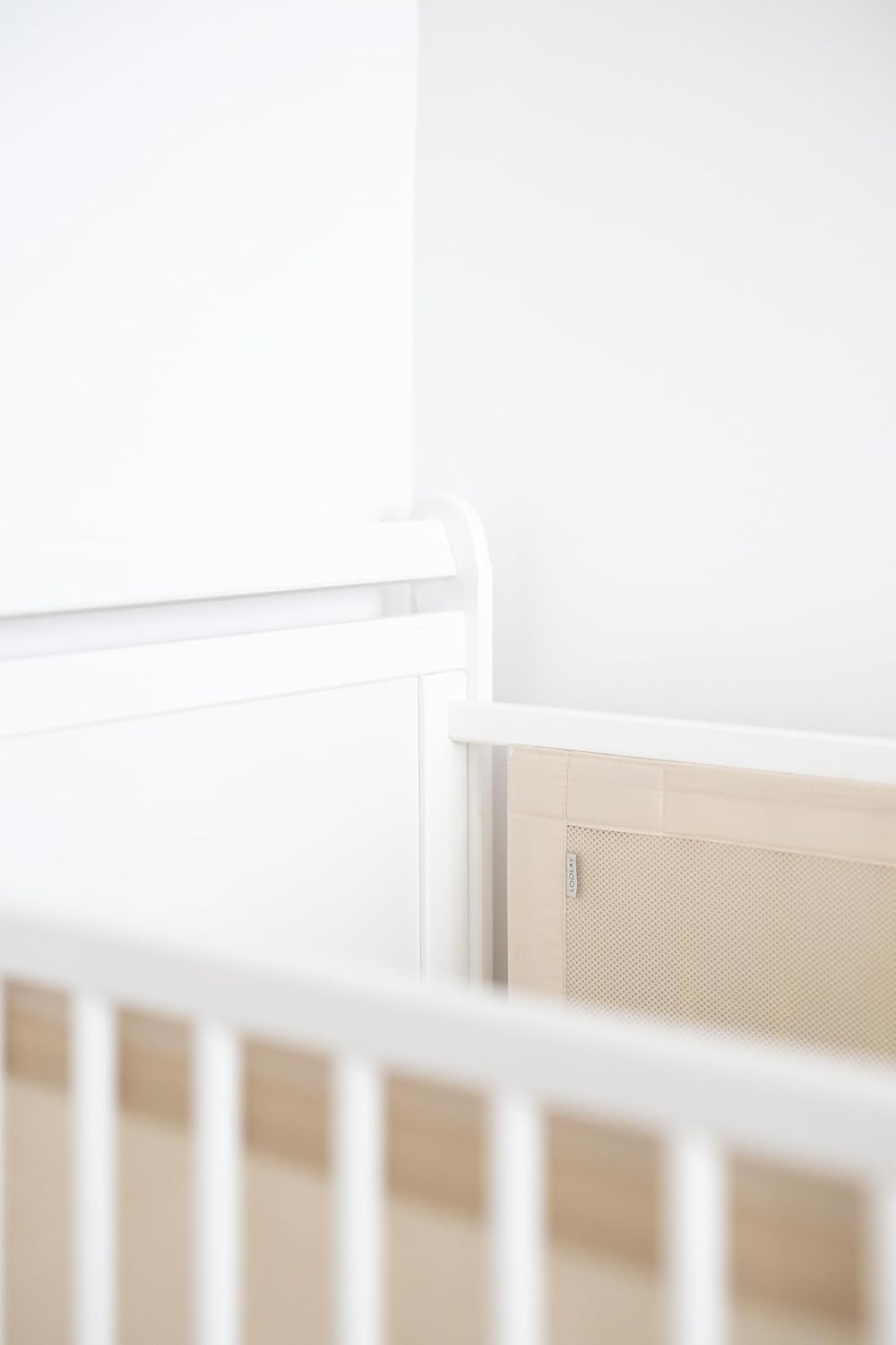 LOOLAY BEIGE Atmungsaktiv 2 TLG. Netzstoff BETTUMRANDUNG Babybett Umrandung Neugeborene Baby Sprosse