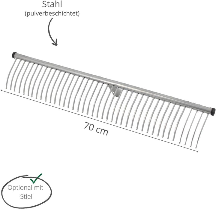 Rekord - Rasenrechen 70 cm mit 140 cm Holzstiel Gartenrechen Stahl Bügelrechen & Laubrechen – Enge Z