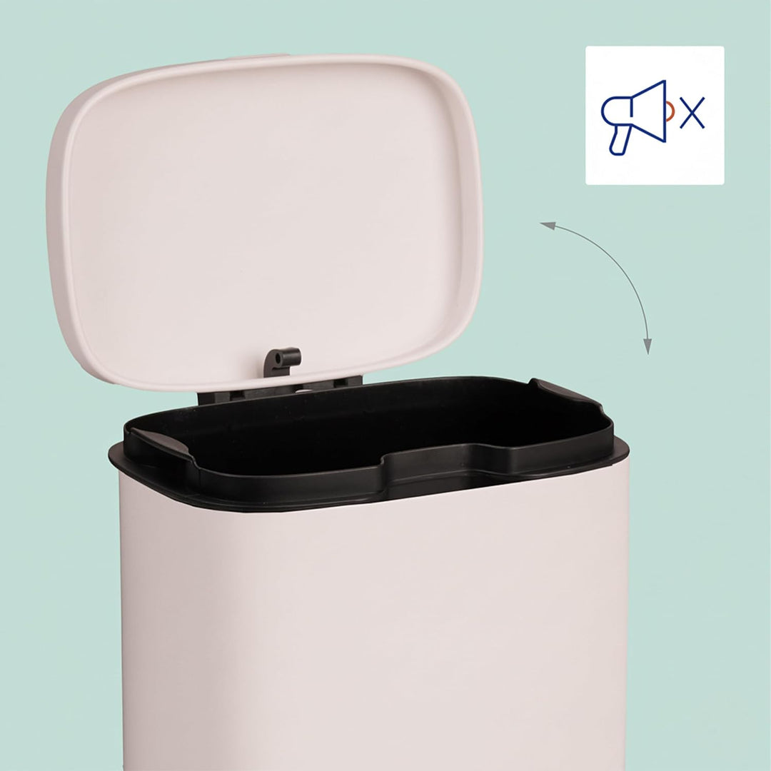 Relaxdays Kosmetikeimer Wandmontage, 3 Liter, Absenkautomatik, Inneneimer, Metall, eckiger Badezimme