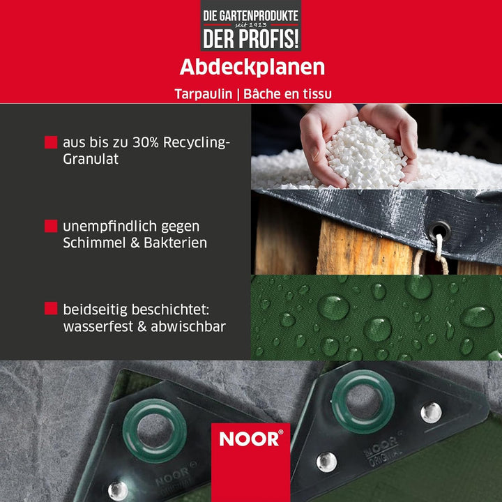 NOOR Abdeckplane Profi 140g/m2 Grün I 4 x 6 m I Allzweckplane für Schutz vor Witterung I Ideal geeig