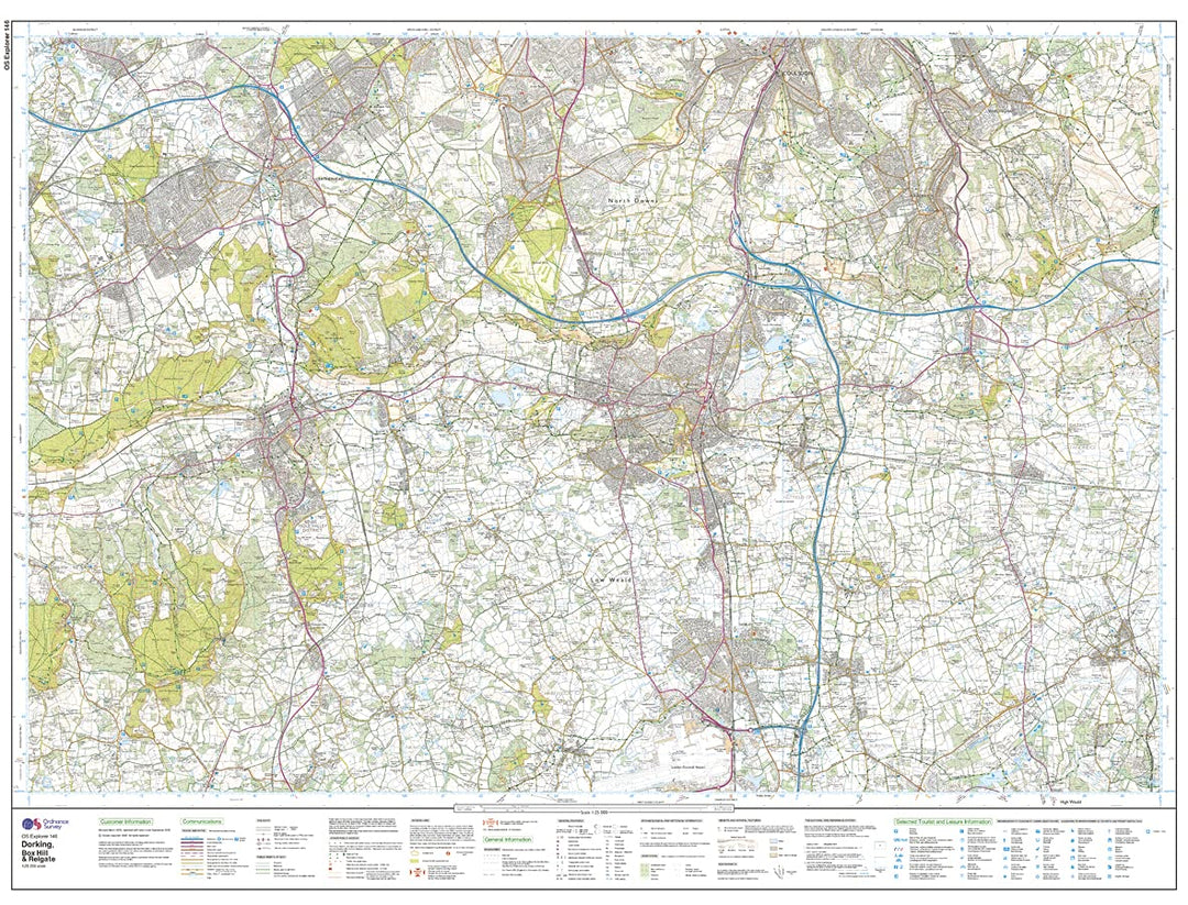 Dorking, Box Hill and Reigate (OS Explorer Map, Band 146), Karte