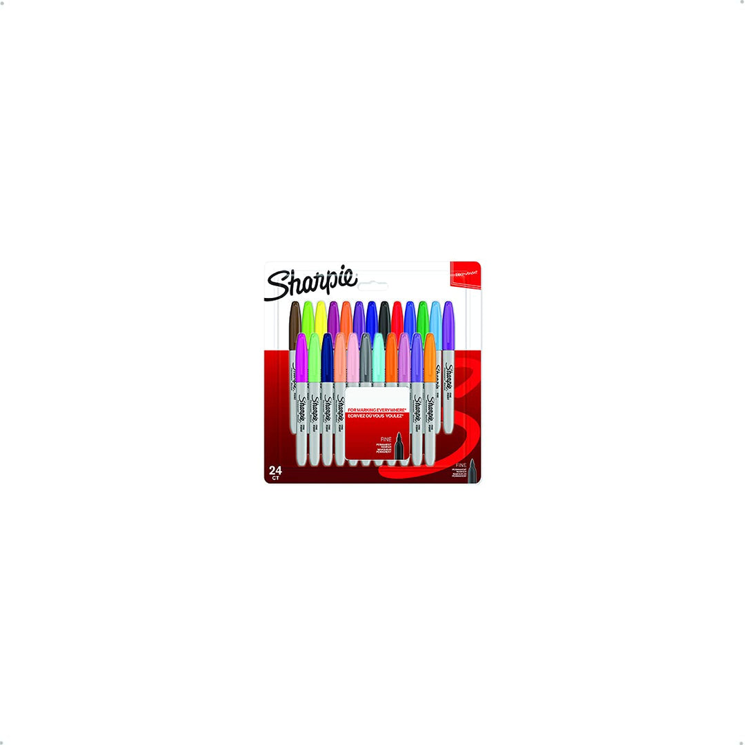 Sharpie Permanent Marker, feine Spitze, sortiert lustige Farben, 24-er Set 24er-Pack Schwarz, 24er-P