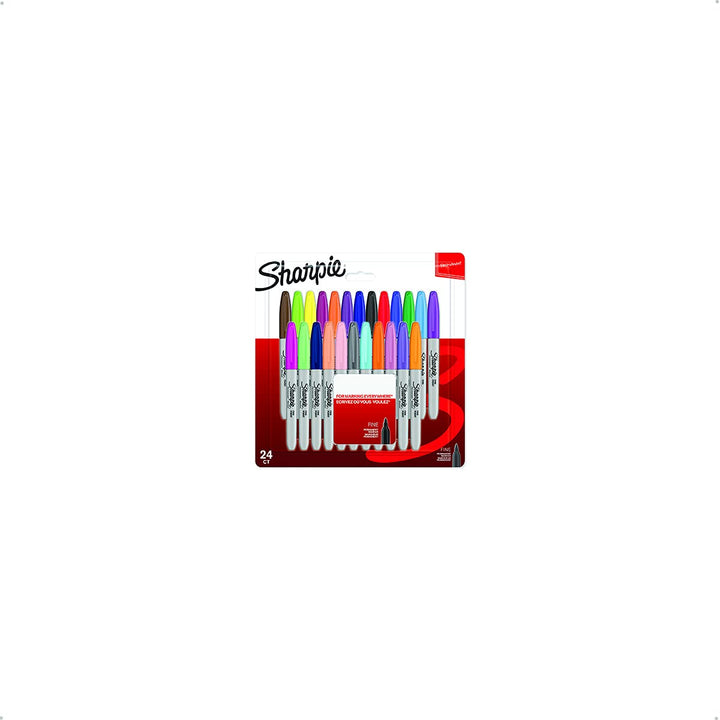 Sharpie Permanent Marker, feine Spitze, sortiert lustige Farben, 24-er Set 24er-Pack Schwarz, 24er-P