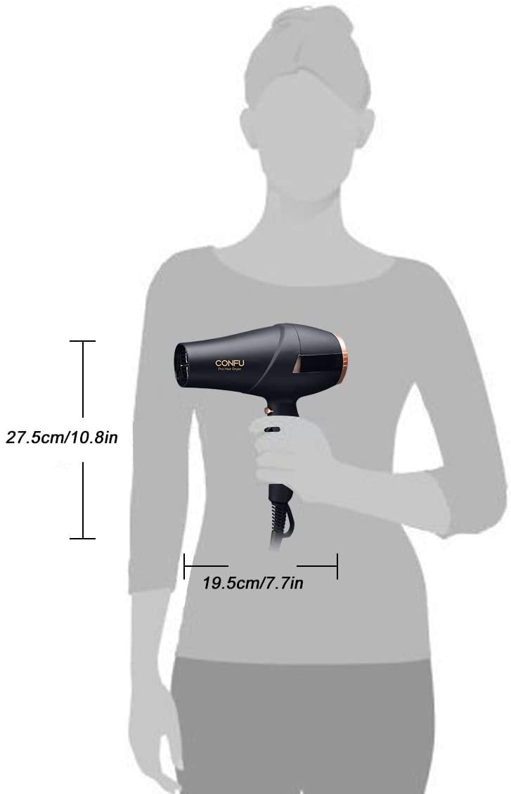 2300W Profi Föhn Ionen Technologie Salon Haartrockner mit Diffusor StylingDüse, CONFU Professional F