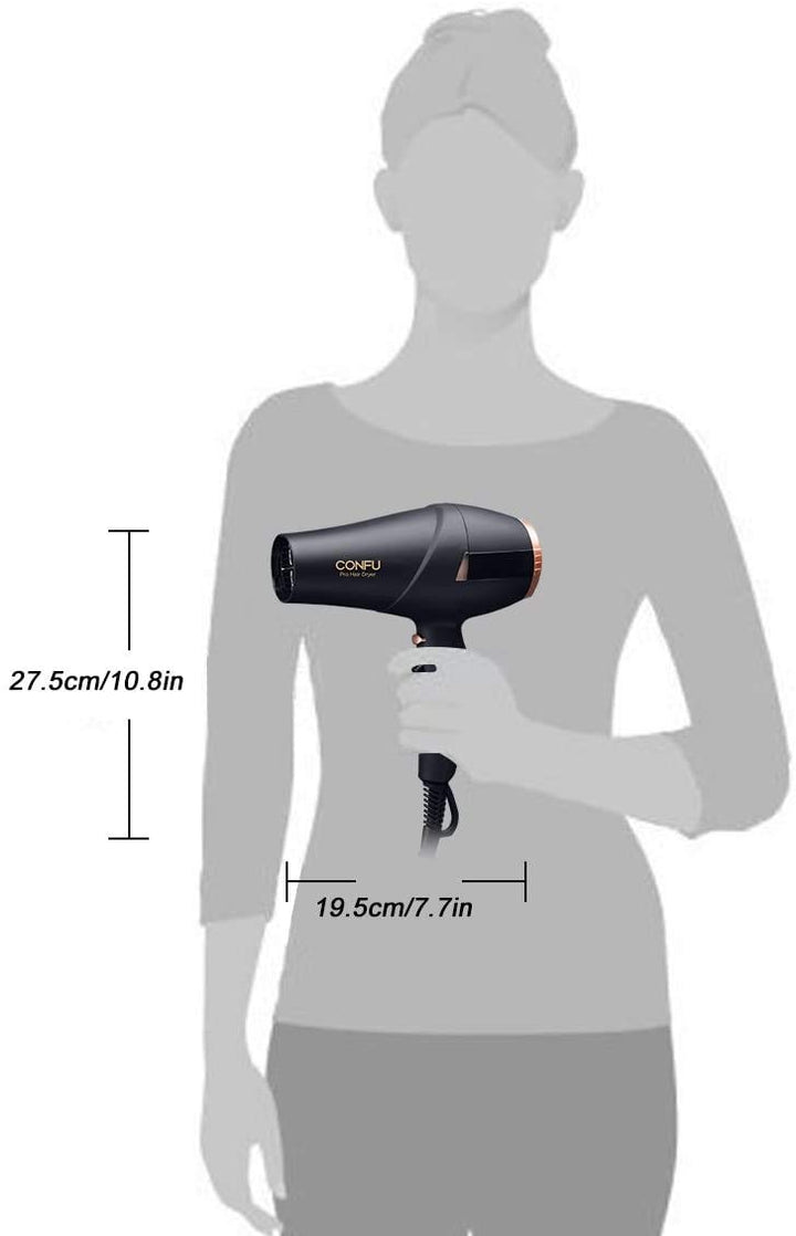 2300W Profi Föhn Ionen Technologie Salon Haartrockner mit Diffusor StylingDüse, CONFU Professional F