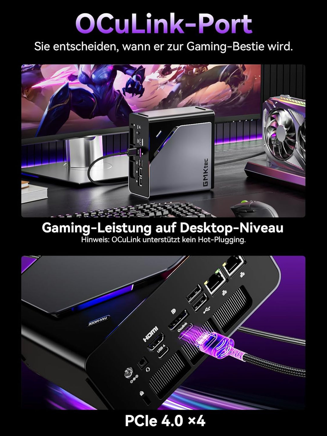 GMKtec Mini Gaming PC Intel Ultra 5 125U(12K/14T Bis zu 4.3GHz), K15 Mini PC 32GB DDR5 4800, 512GB P