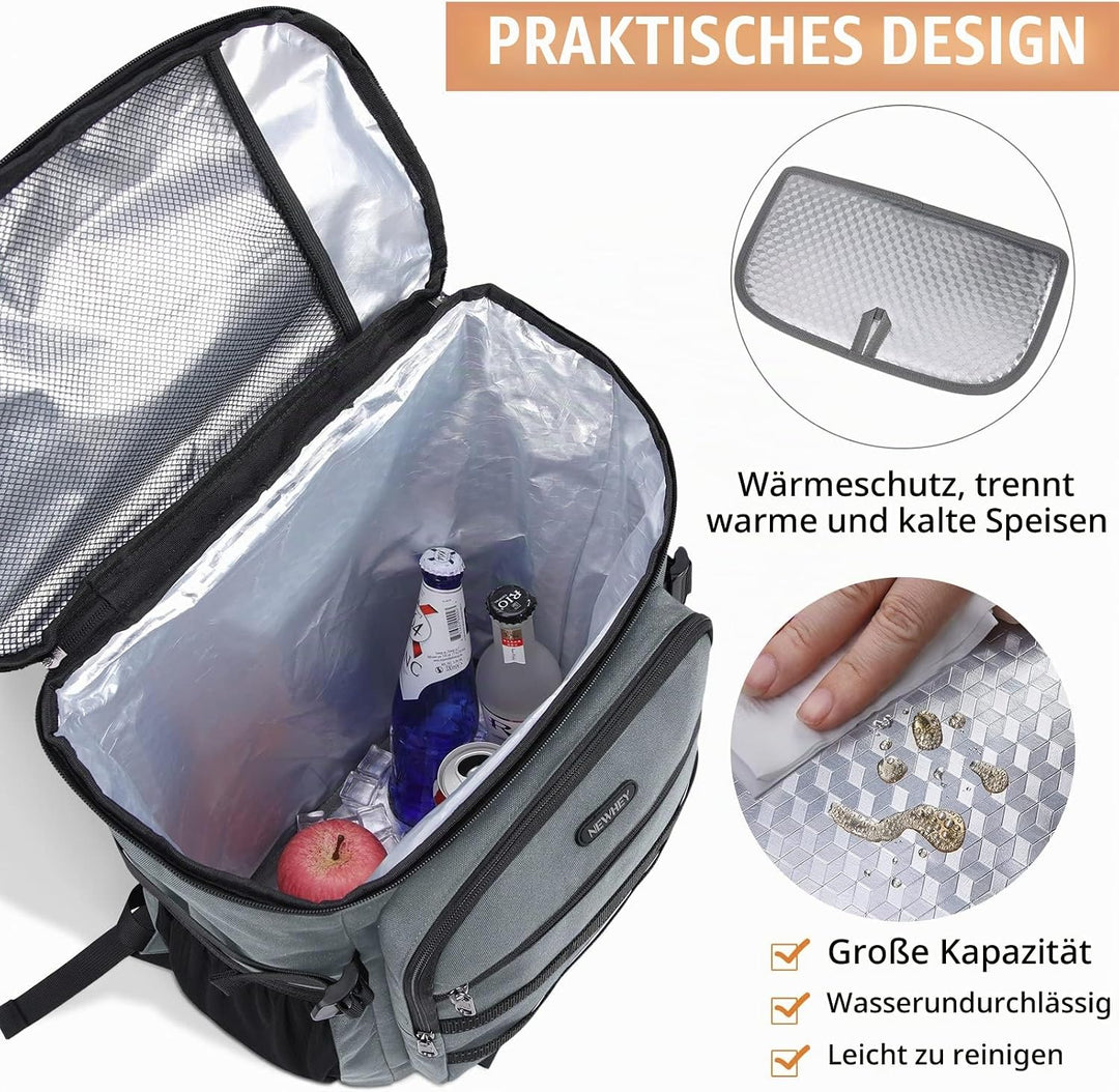 NEWHEY 30L Kühlrucksack Wasserdichten Isoliert Kühltasche Gross Picknickrucksäcke Leicht Lunch Tasch