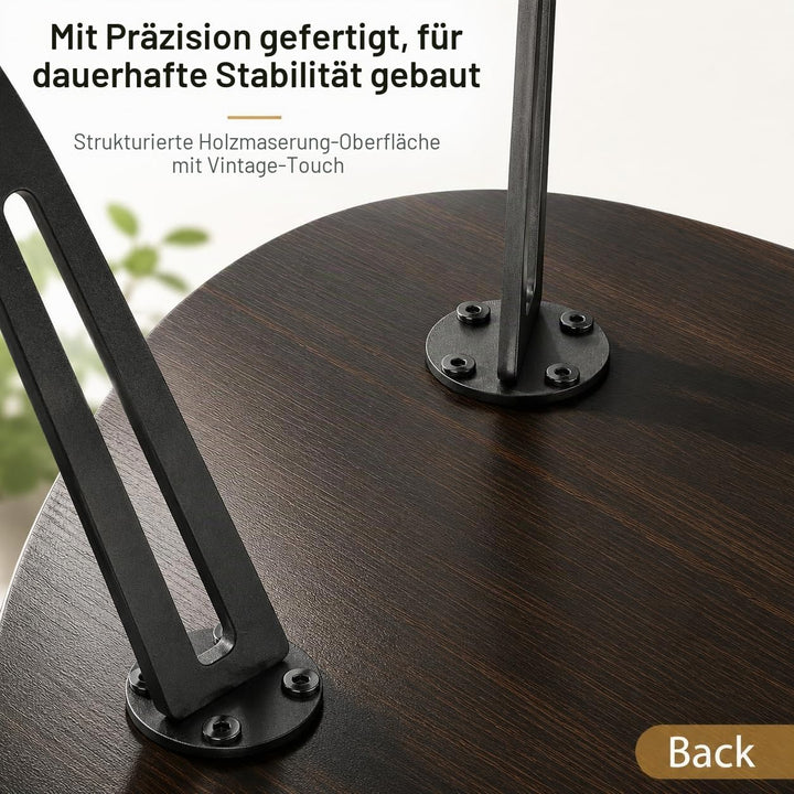 Manora Ovaler Couchtisch Schwarz Holz mit Stabilen Metallbeinen,Couchtisch Rund Schwarz, Moderner So